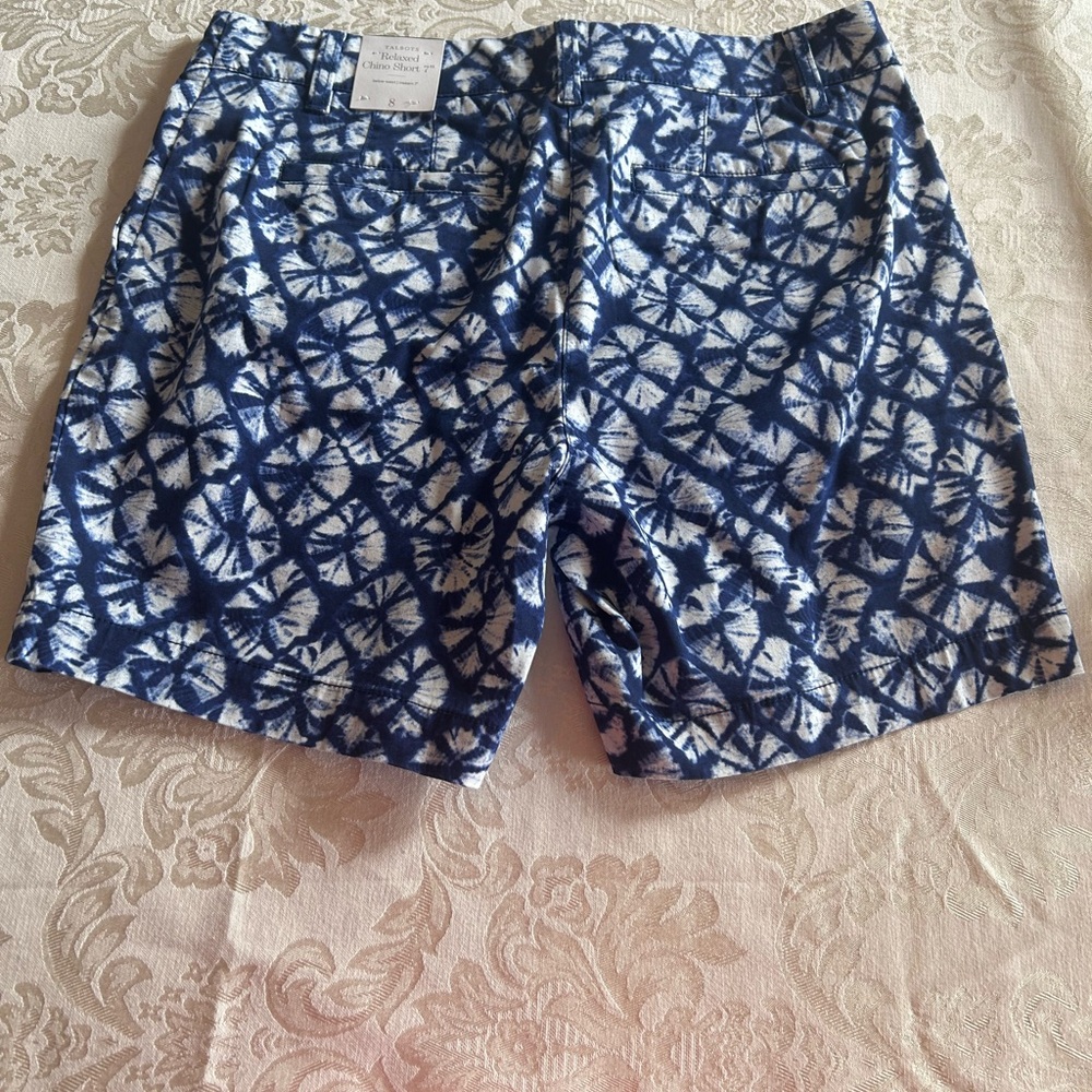 Talbots Blue and White Tie-Dye Chino Shorts size 8 NWT - Picture 2 of 10